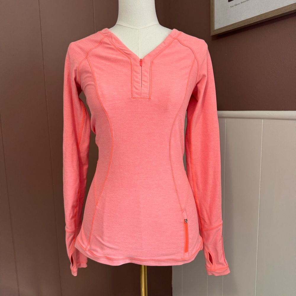 Lululemon Women’s Neon Quarter Zip Long Sleeve V-Neck Running Top